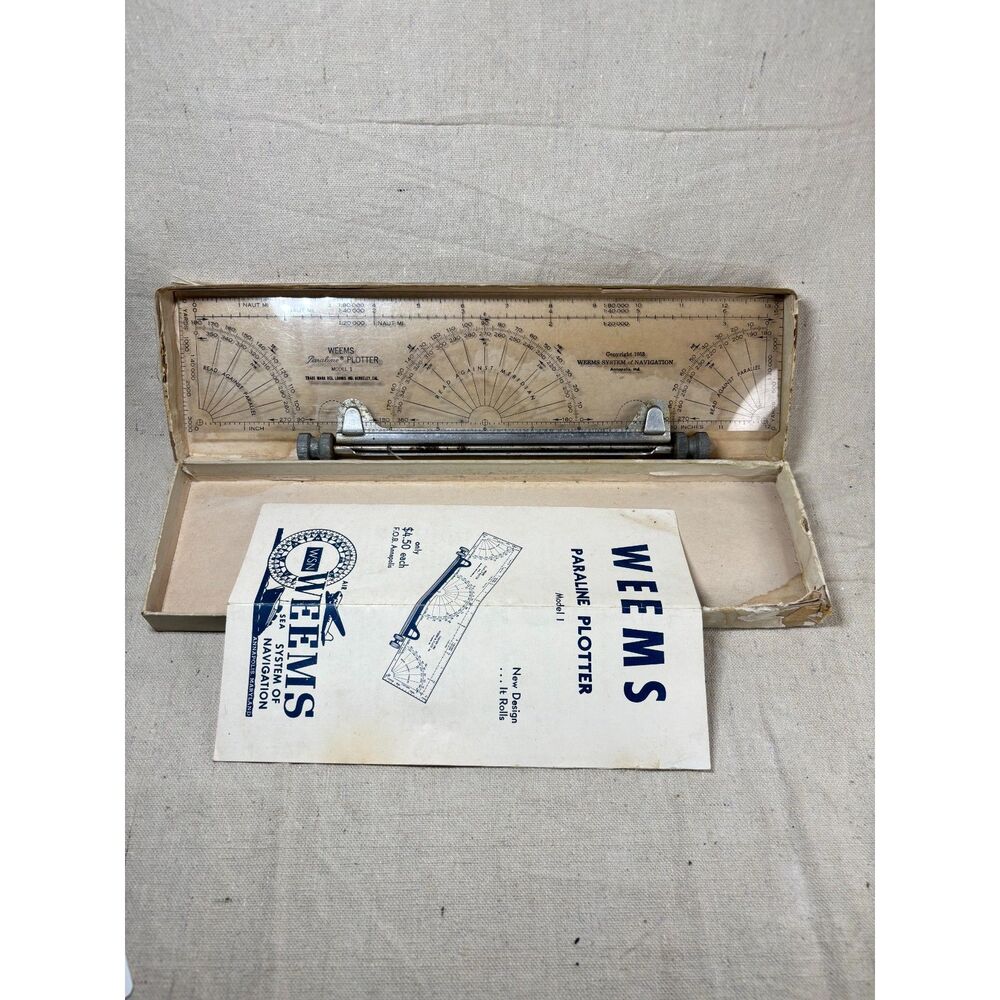 Weems Paraline Plotter Model 1 Working Vintage Navigation Plotter With Box